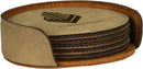 Engraved Leatherette Drink Coaster Set w/Holder, 4" Round Personalized Engraved Coaster Quality Glass Engraving