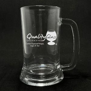 Engraved Acopa Beer Mug - 16 oz - Item QGE-553625 Personalized Engraved Quality Glass Engraving
