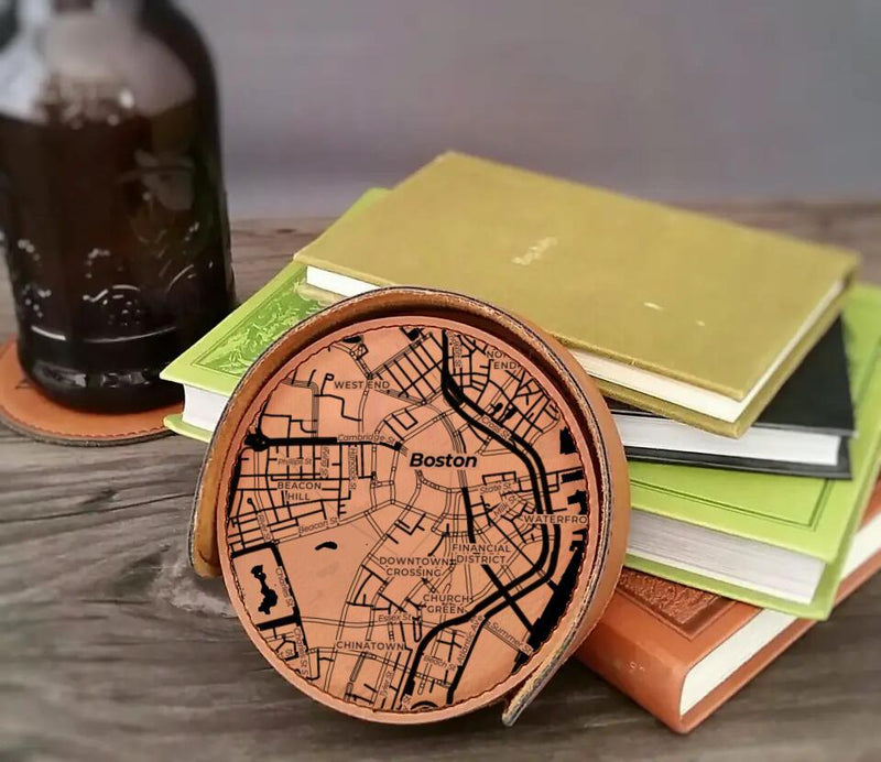 Personalized City & Hometown Maps Coasters Personalized Engraved Customizer Quality Glass Engraving