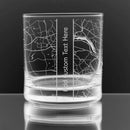 Personalized College and School Town Maps Glasses Personalized Engraved Customizer Quality Glass Engraving