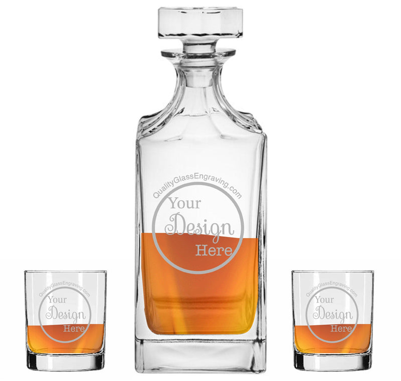Engraved Old Fashion Decanter Set Personalized Engraved Decanters Quality Glass Engraving