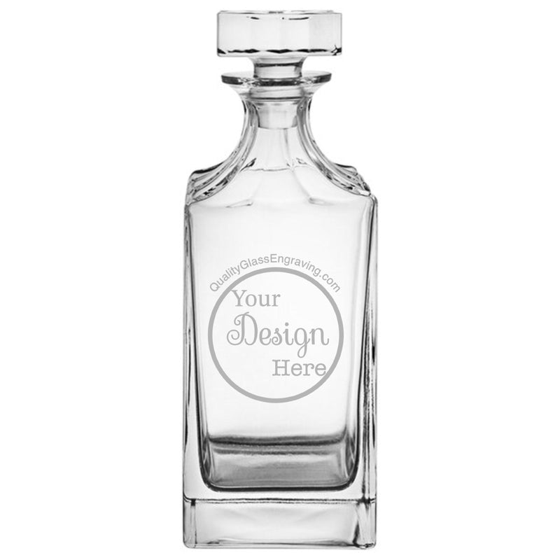 Engraved Franmara Jolie 30 oz. Square Crystal Decanter Personalized Engraved Quality Glass Engraving