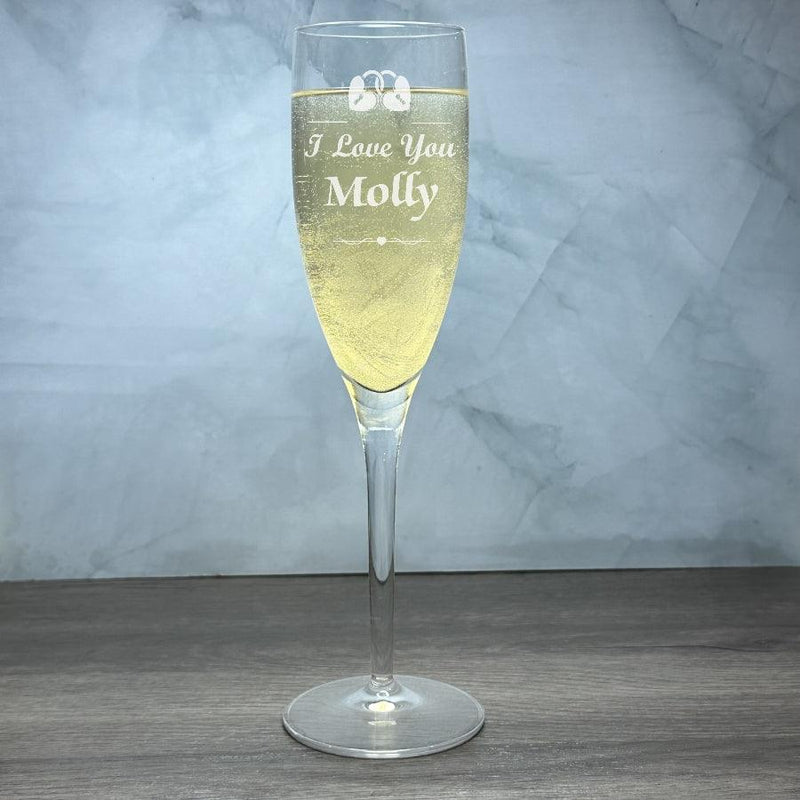 Engraved Crystal Champagne Glass - 6 oz - Item 437/06105 Personalized Engraved Quality Glass Engraving