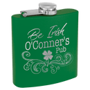 Personalized Custom Colored Engraved Flask 6 oz. Stainless Steel Personalized Engraved Drinkware Quality Glass Engraving