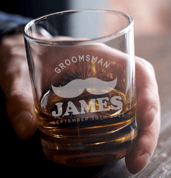 Personalized Groomsmen Whiskey Glasses Engraved 11 oz Cocktail Rocks Glass Personalized Engraved Quality Glass Engraving