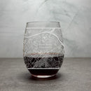 Engraved College Town Map Stemless Wine Glass-15 oz- Item C8303-CTM Personalized Engraved Quality Glass Engraving