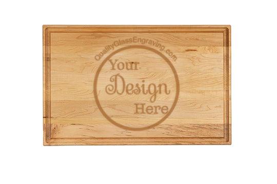 Engraved Large Thick Cutting Board with Juice Groove 17''x11''x1'' Personalized Engraved Wood Quality Glass Engraving