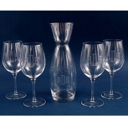 Engraved 5 Piece Crystal White Wine Set - Item 379-5 Personalized Engraved Quality Glass Engraving