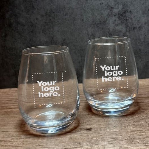 Custom Engraved Set of Stemless Wine Glasses - 12 oz