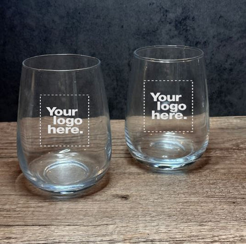 Custom Engraved Set of Stemless Wine Glasses - 15 oz