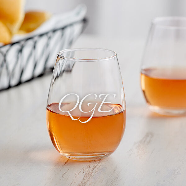 Engraved Stemless Wine Glass - 15 oz - Item 5535515 Personalized Engraved Drinkware Quality Glass Engraving
