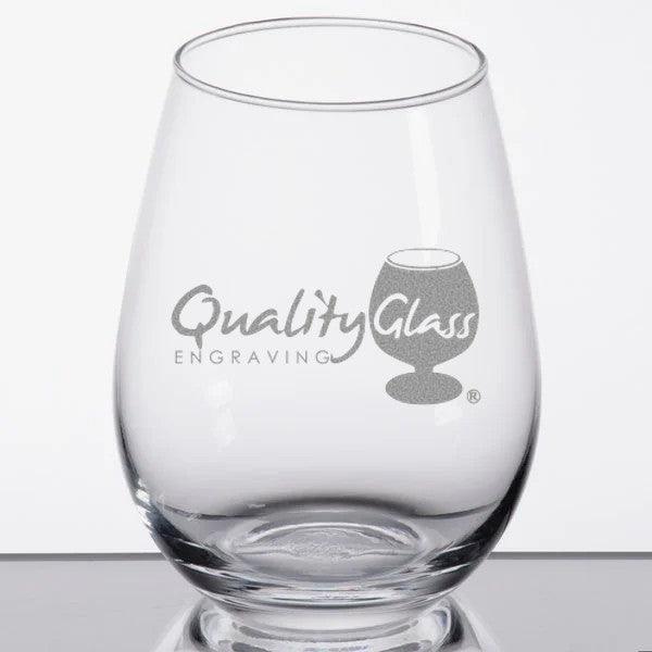Engraved Stemless Wine Glass - 12 oz - Item 5535519 Personalized Engraved Drinkware Quality Glass Engraving