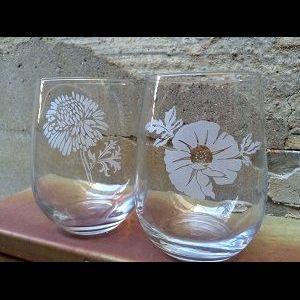 Engraved Stemless Wine Glass - 17 oz - Item 456/5535517 Personalized Engraved Quality Glass Engraving