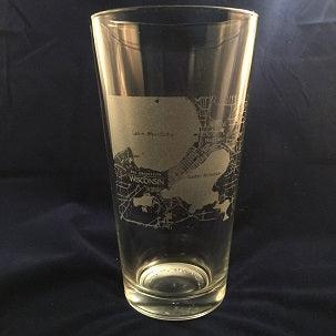 Engraved College Town Map Glass 16 oz-Item 212/G3960A-5139 Personalized Engraved Drinkware Quality Glass Engraving