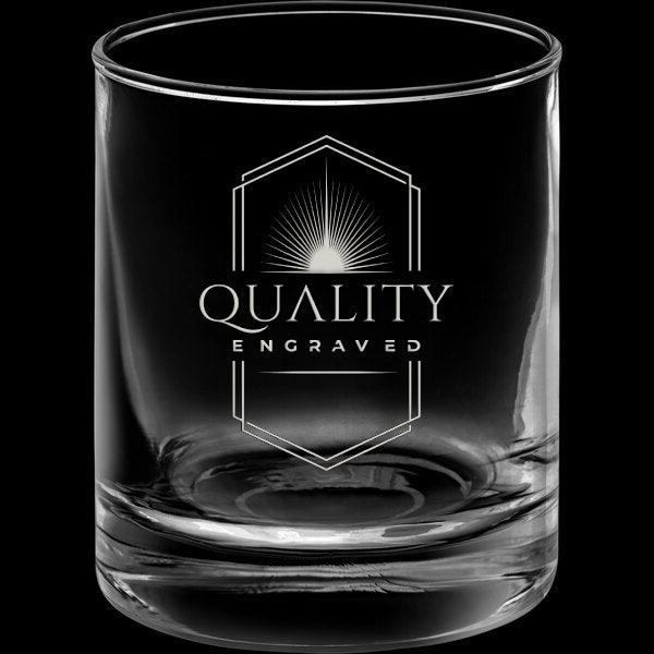 Engraved Old Fashioned Rocks Bar Glass - 7 oz - Item 2522/916CD Personalized Engraved Quality Glass Engraving