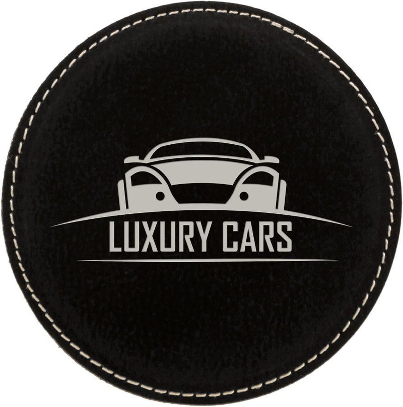 Engraved Round Drink Coaster, 4" Laserable Leatherette Personalized Engraved Coaster Quality Glass Engraving