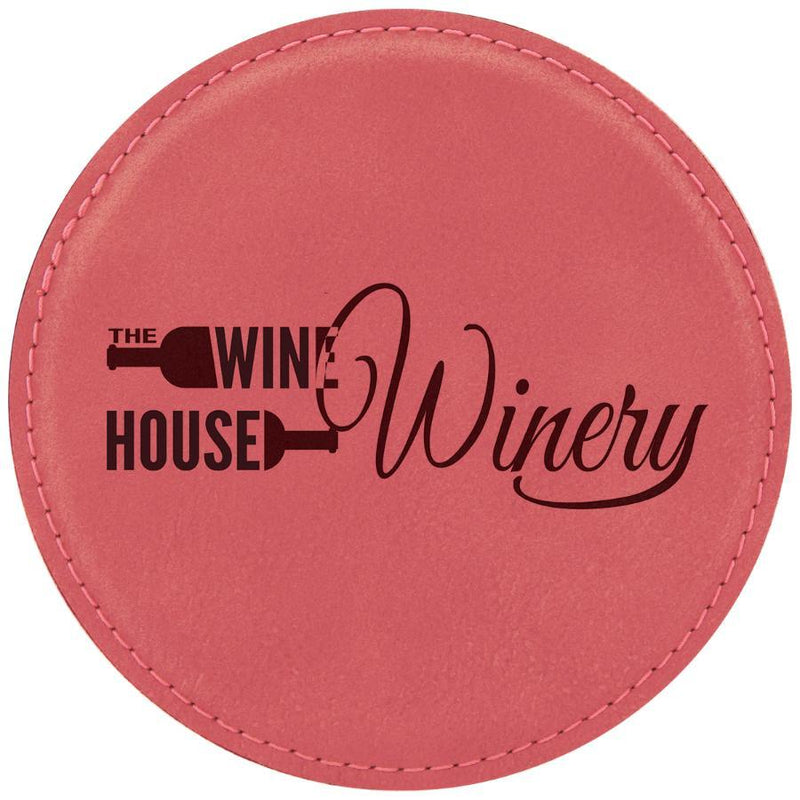 Engraved Round Drink Coaster, 4" Laserable Leatherette Personalized Engraved Coaster Quality Glass Engraving