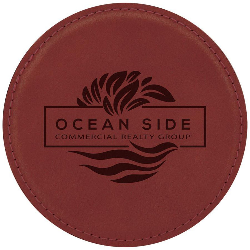 Engraved Round Drink Coaster, 4" Laserable Leatherette Personalized Engraved Coaster Quality Glass Engraving