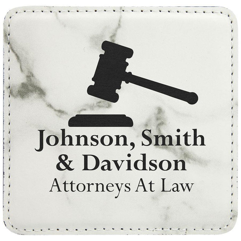 Engraved 4" x 4" Square Drink Coasters - Personalized Leatherette Coasters Personalized Engraved Coaster Quality Glass Engraving