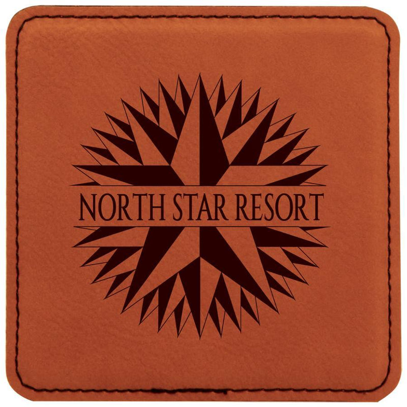 Engraved 4" x 4" Square Drink Coasters - Personalized Leatherette Coasters Personalized Engraved Coaster Quality Glass Engraving