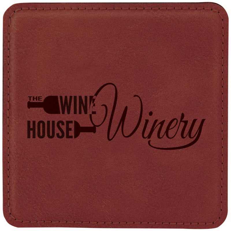 Engraved 4" x 4" Square Drink Coasters - Personalized Leatherette Coasters Personalized Engraved Coaster Quality Glass Engraving