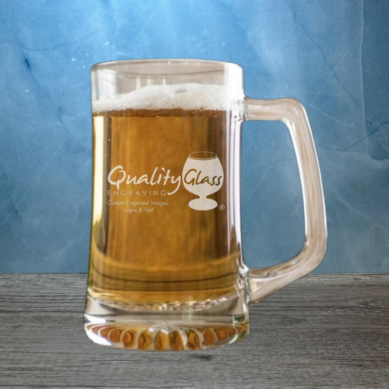 Personalized Etched 34oz Glass Beer Mug for Men - Customized Beer
