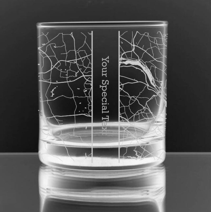 Personalized City & Hometown Maps Glasses Personalized Engraved Customizer Quality Glass Engraving