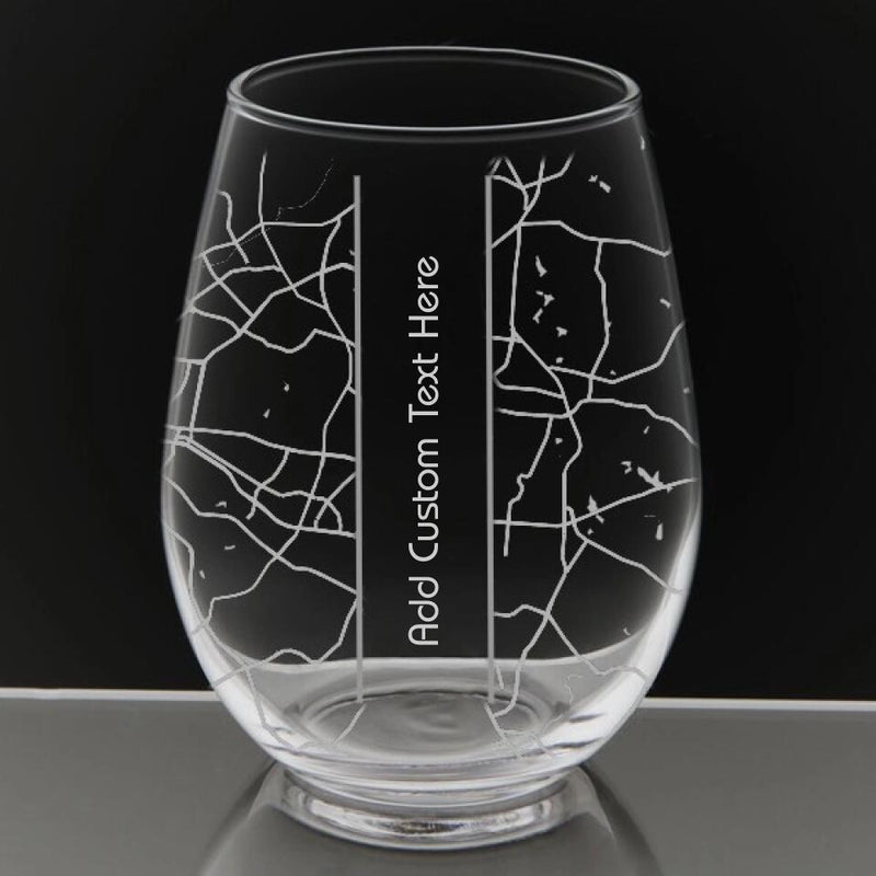 Personalized College and School Town Maps Glasses Personalized Engraved Customizer Quality Glass Engraving