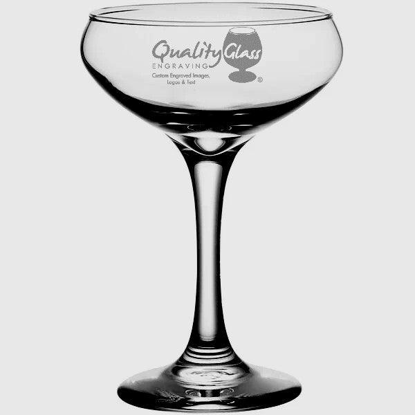 Engraved Retro Coupe Cocktail Glass - 8.5 oz Personalized Engraved Drinkware Quality Glass Engraving