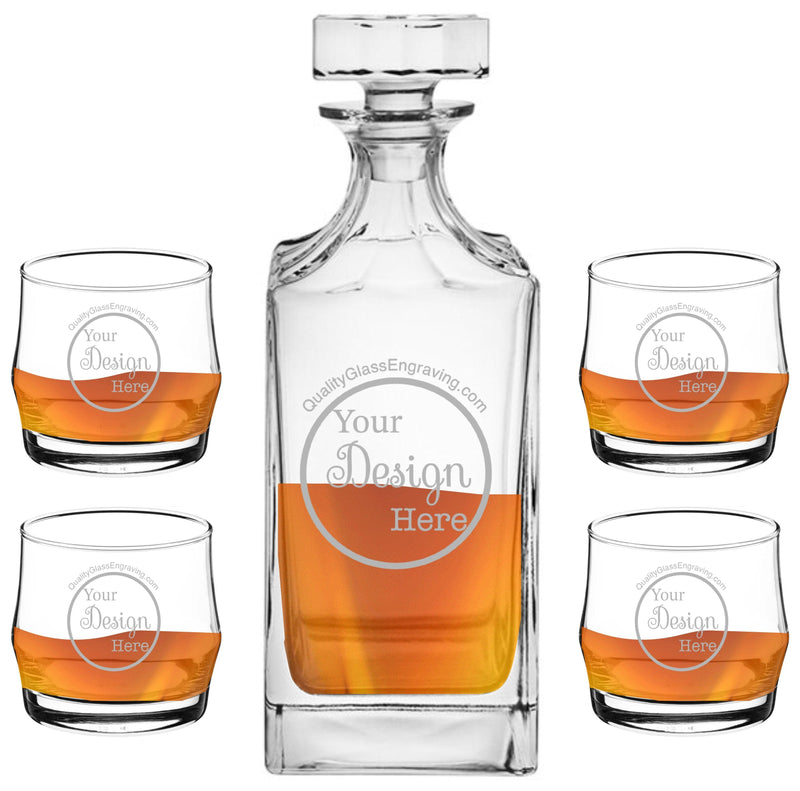 Engraved Saloon Fashion Decanter Set Personalized Engraved Decanters Quality Glass Engraving