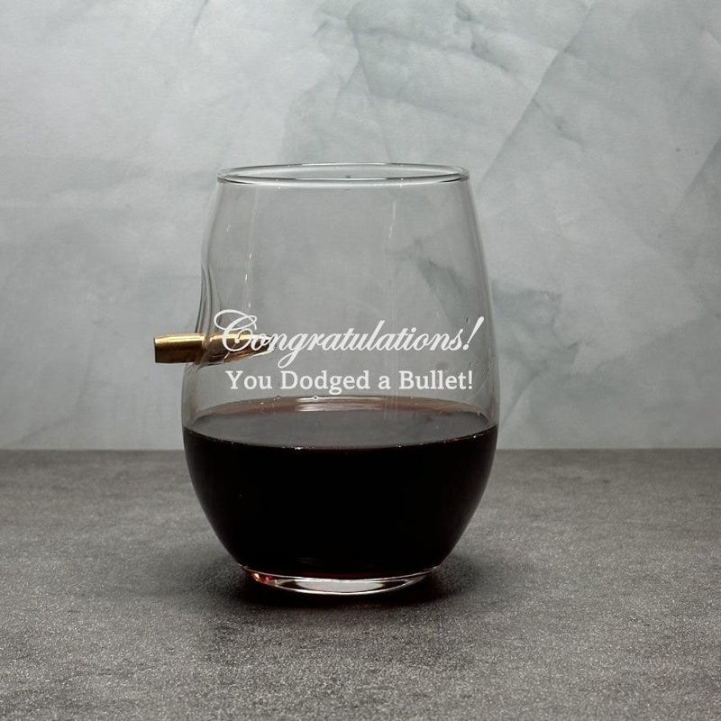 Personalized BenShot Engraved Bullet Wine Glass - 15 oz - ItemC8303/Benshot Personalized Engraved Quality Glass Engraving