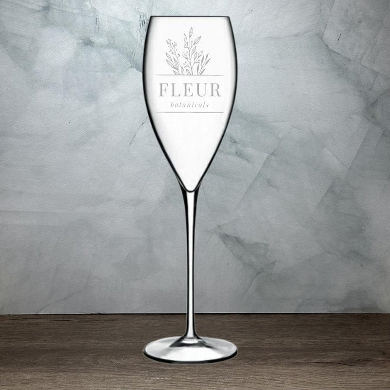 Engraved Luigi Bormioli Magnifico Flute Champagne Glass - 11 oz - Item 489/08959 Personalized Engraved Drinkware Quality Glass Engraving