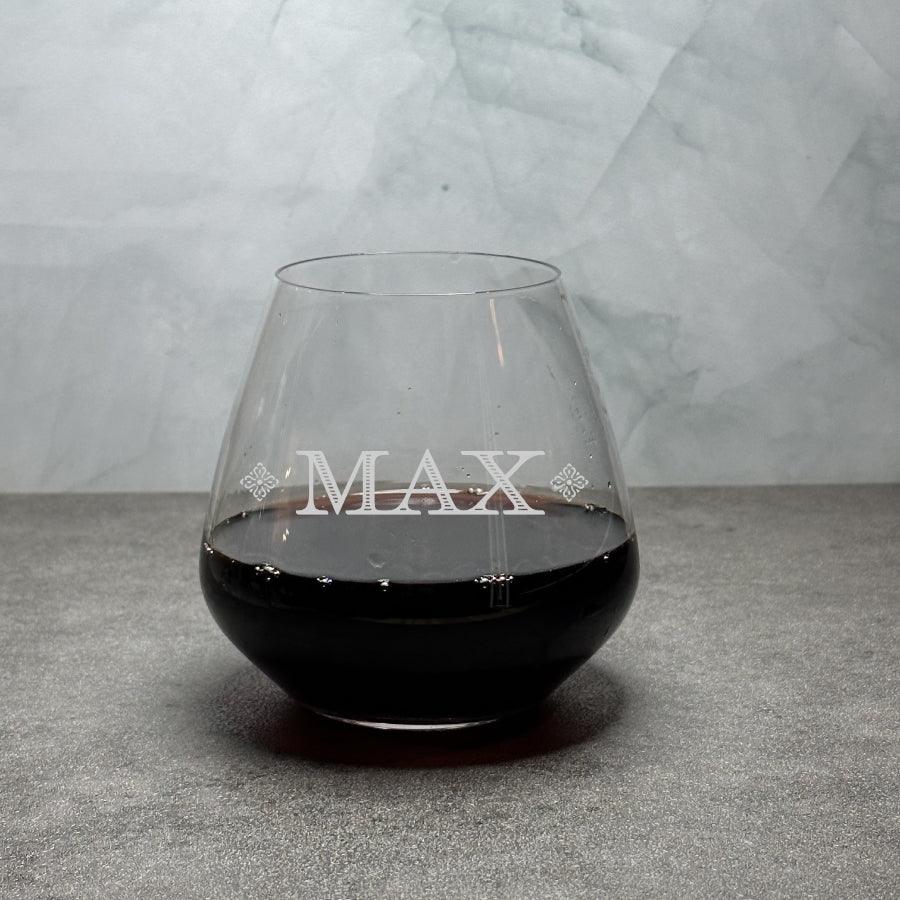 Engraved stemless wine glasses – set of 4 – name or monogram