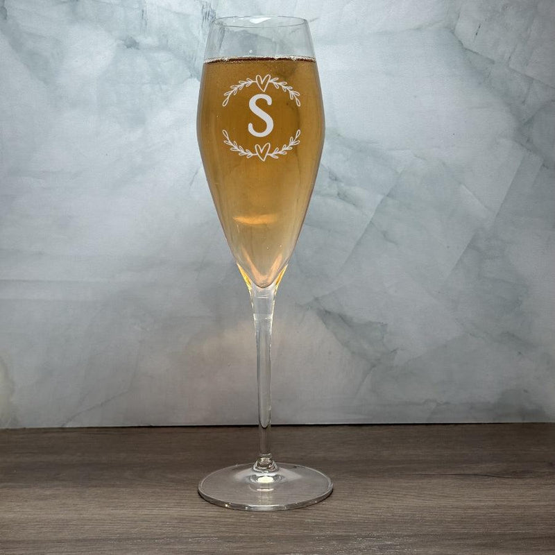Engraved Crystal Champagne Glass - 10 oz - Item 449/08748 Personalized Engraved Quality Glass Engraving