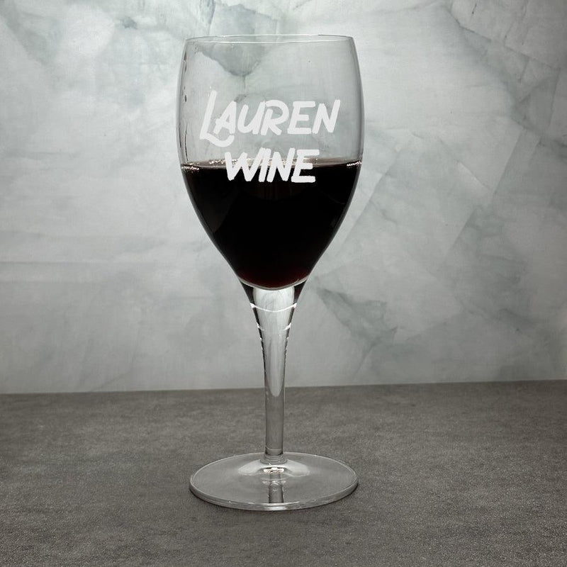 Engraved Crystal Wine Glass - 16 oz - Item 440/10380 Personalized Engraved Quality Glass Engraving