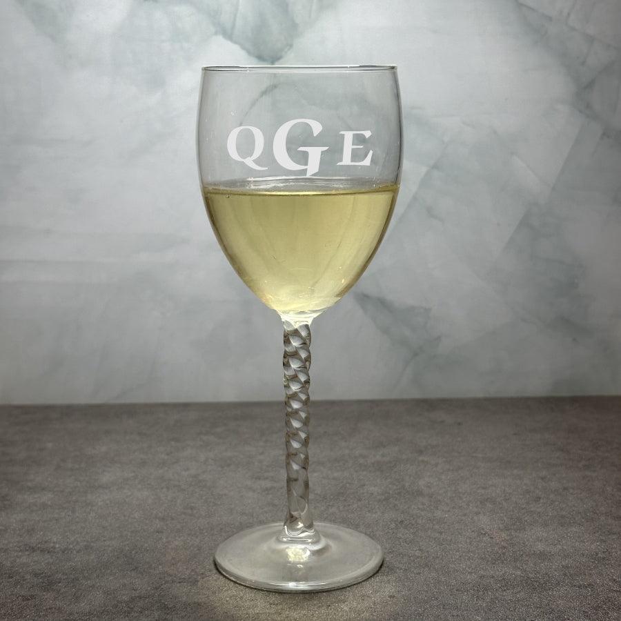 Custom Engraved Spiral Stemmed Wine Glass - 10 oz - Item 462