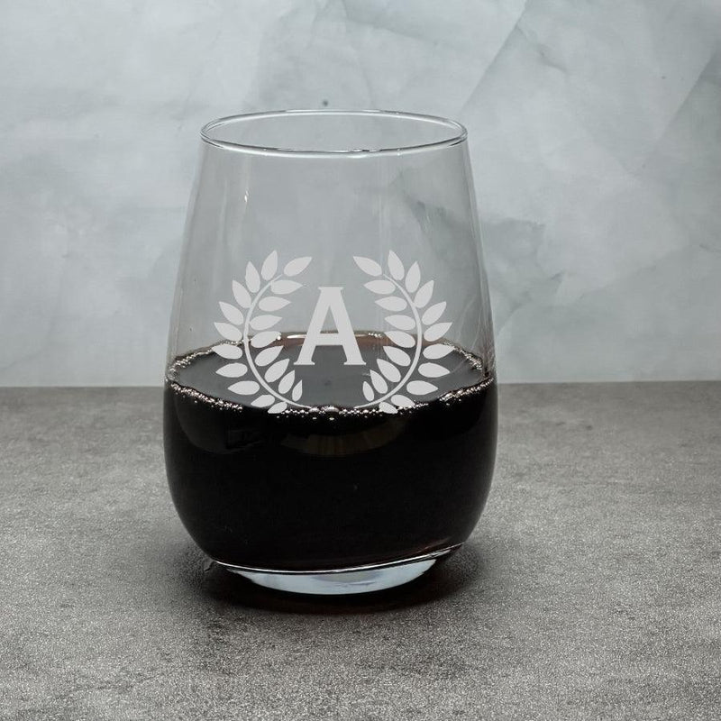 Engraved Stemless Wine Glass - 17 oz - Item 456/5535517 Personalized Engraved Quality Glass Engraving