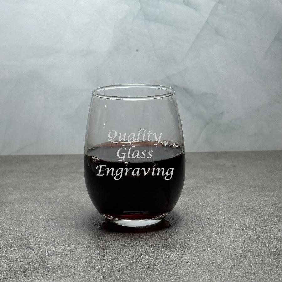 Custom Etched Stemless Wine Glasses