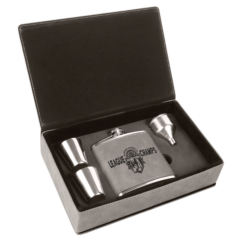 Personalized Custom Engraved Leatherette Flask Gift Set Personalized Engraved Quality Glass Engraving