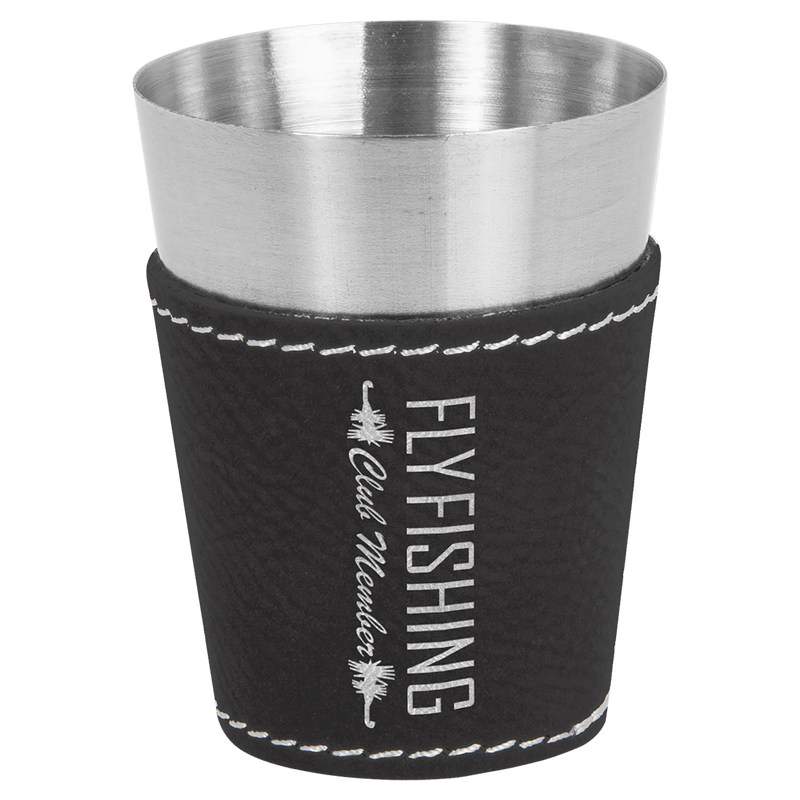 Engraved 2 oz. Leatherette Wrapped Personalized Stainless Steel Shot Personalized Engraved Quality Glass Engraving