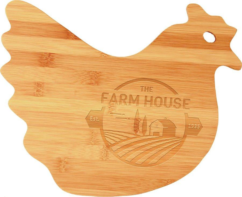 Engraved 13 1/2" x 10 7/8" Bamboo Hen Shaped Personalized Cutting Board Personalized Engraved Bamboo Hen Cutting Board Quality Glass Engraving