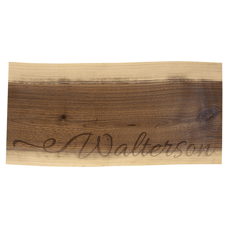Engraved 18"x 8" Black Walnut Personalized Cutting and Charcuterie Board Personalized Engraved Natural Black Walnut Cutting and Charcuterie Board Quality Glass Engraving