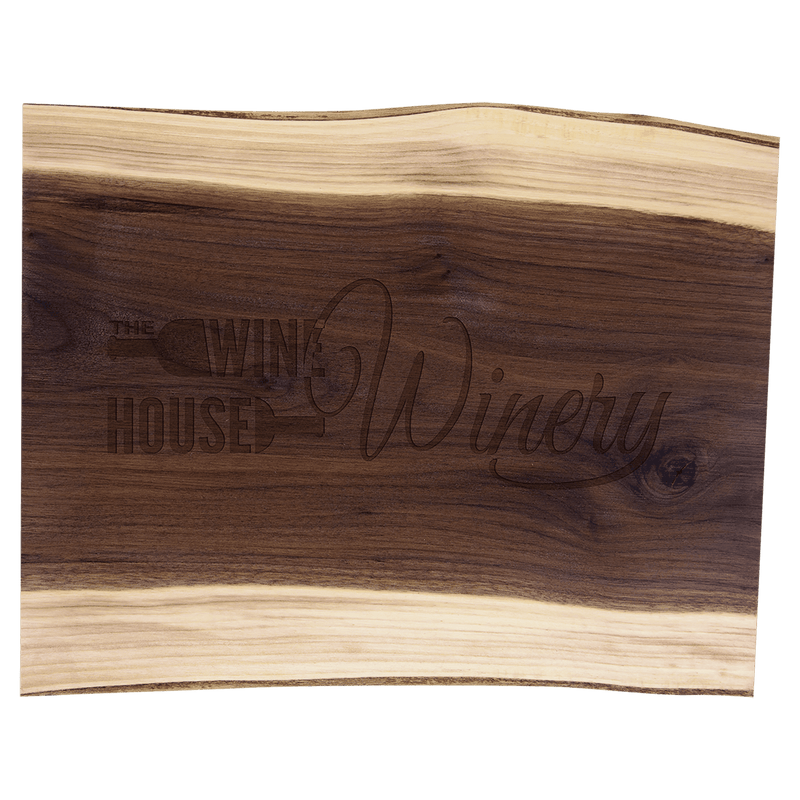 Engraved 15" x 11 1/2" Black Walnut Personalized Cutting and Charcuterie Board Personalized Engraved Natural Black Walnut Cutting and Charcuterie Board Quality Glass Engraving