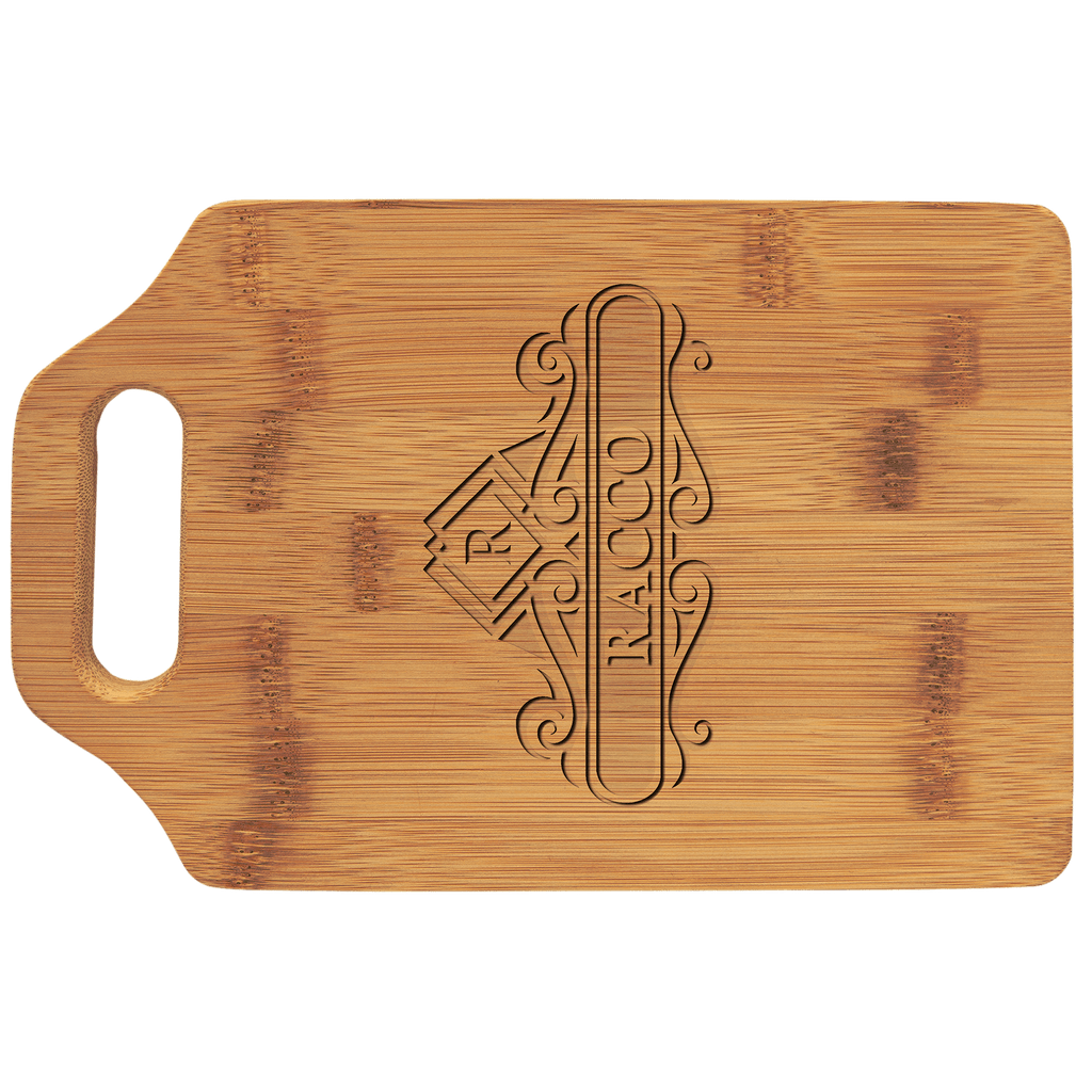 Washington, Floral Engrave, Bamboo Cutting Board, Medium