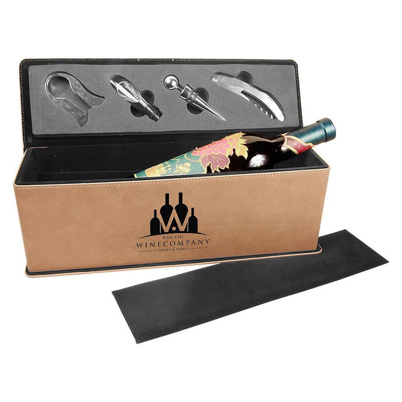 Personalized Custom Engraved Leatherette Wine Box with Tools Personalized Engraved Quality Glass Engraving