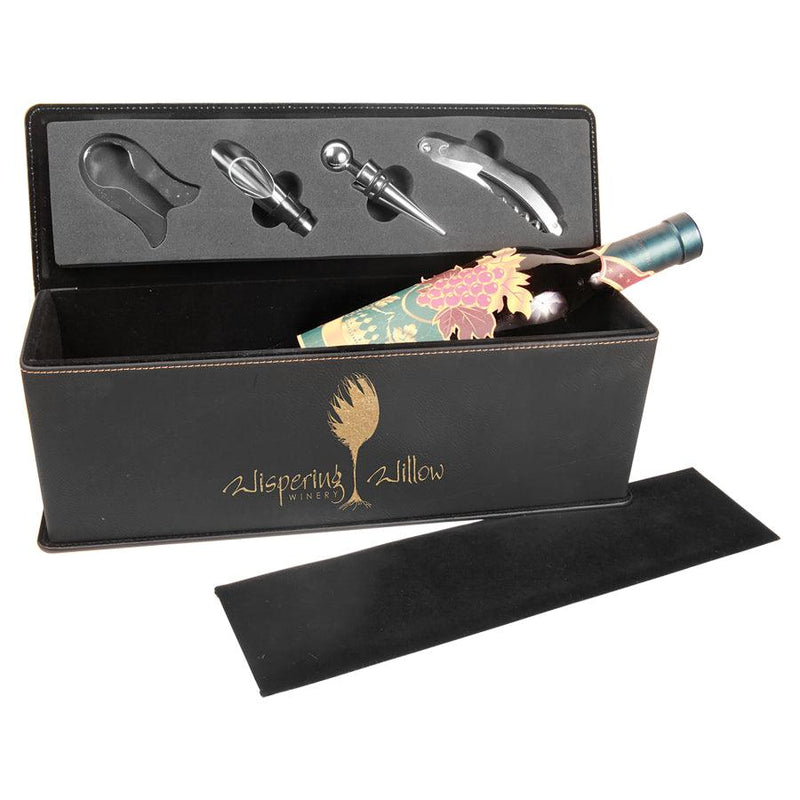 Personalized Custom Engraved Leatherette Wine Box with Tools Personalized Engraved Quality Glass Engraving