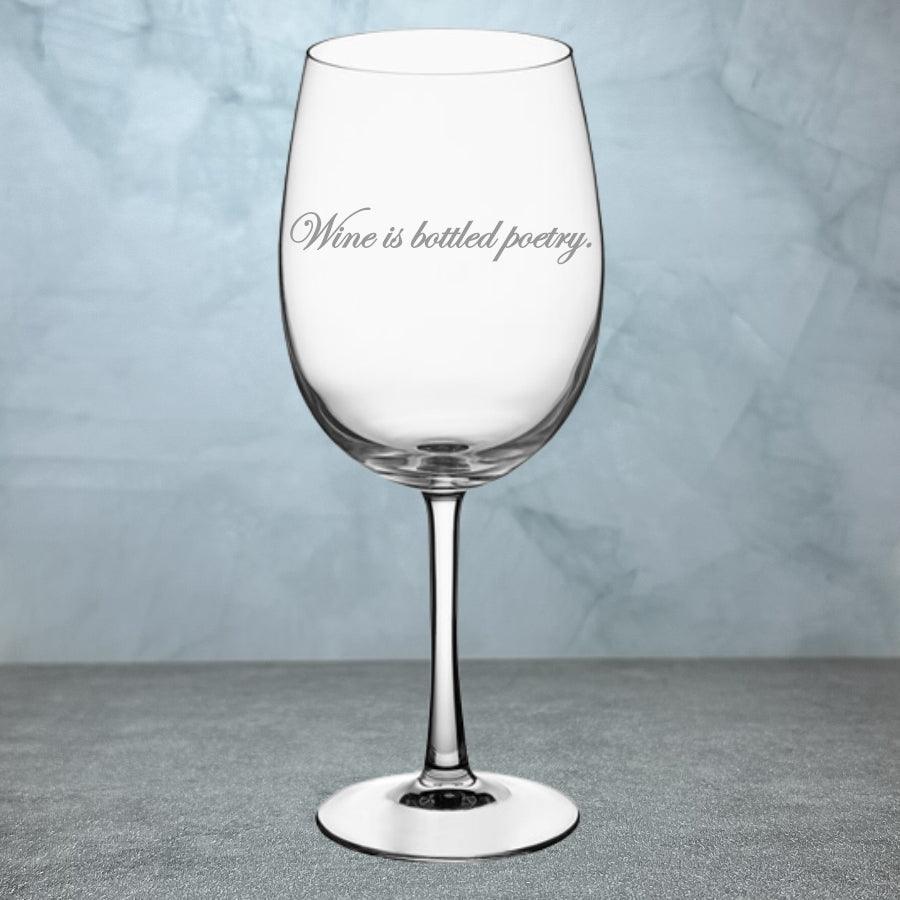 Custom White Engraved Wine Glass - 19 oz