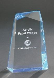 8" Engraved Blue Facet Wedge Acrylic Personalized Award Personalized Engraved Quality Glass Engraving
