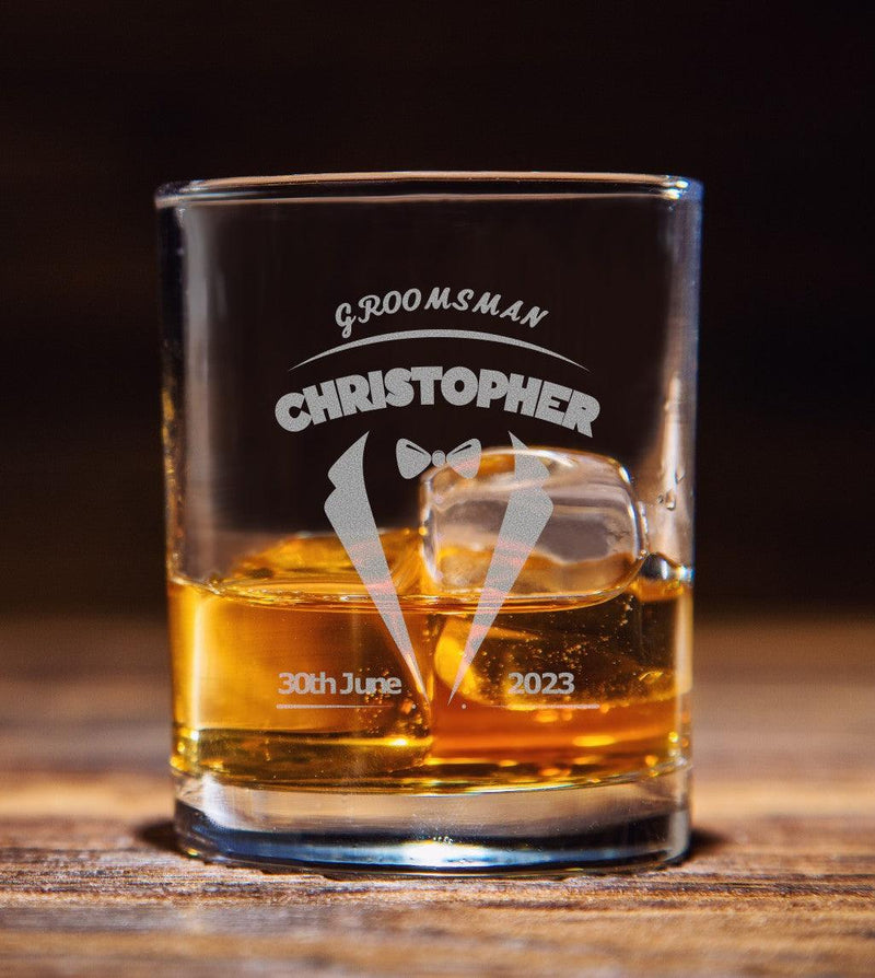 Custom Personalized Groomsmen Whiskey Glasses Engraved 11 oz