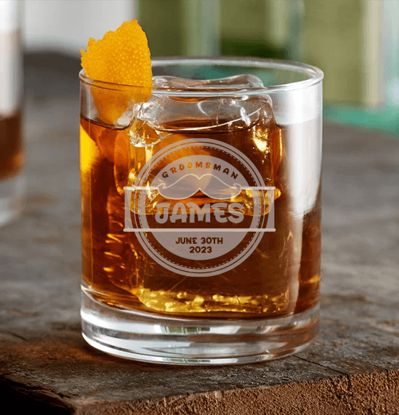 Personalized Groomsmen Whiskey Glasses Engraved 11 oz Cocktail Rocks Glass Personalized Engraved Quality Glass Engraving